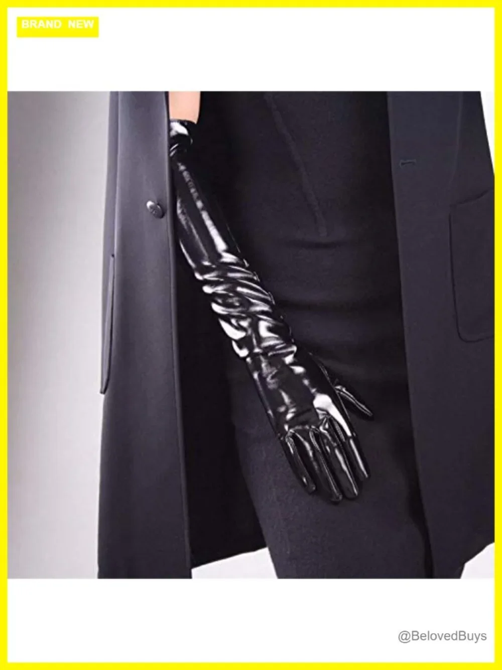 Women's 20in Shiny Faux Patent Leather Long Opera Gloves Evening Costume M